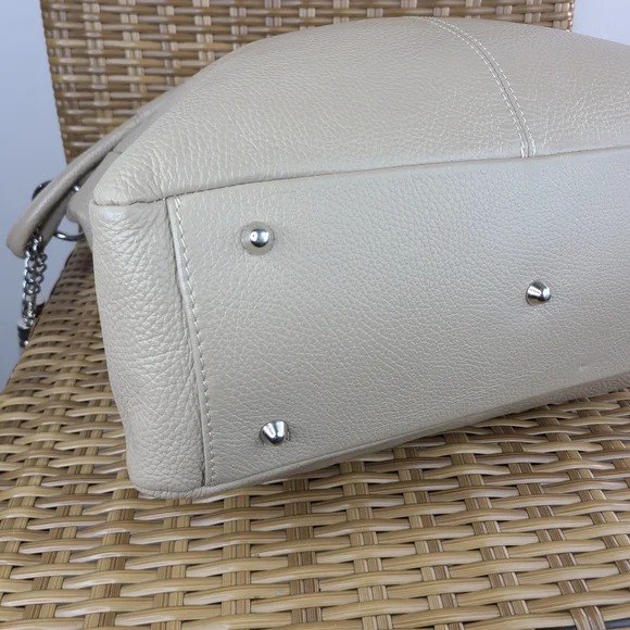 Borse In Pelle Cream Soft Pebbled Leather Shoulder Tote Bag Purse Made In Italy - Picture 11 of 16